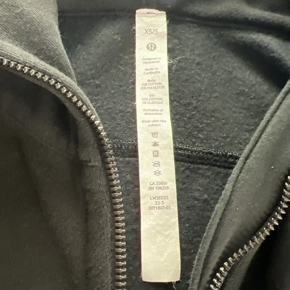 Lululemon Scuba Oversized Full Zip‎ Hoodie Size XS/S Blk Jacket Sage Mountain F9